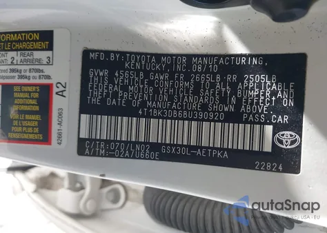 2011 Toyota Avalon Limited from USA, damaged, VIN 4T1BK3DB6BU390920